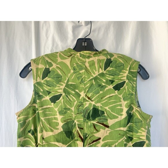 SAG HARBOR Long Tropical Floral Dress Green Linen Blend Multicolor Size Medium - Picture 4 of 5